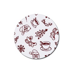 Red And White Christmas Breakfast  Rubber Round Coaster (4 pack)