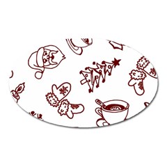 Red And White Christmas Breakfast  Oval Magnet