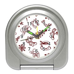 Red And White Christmas Breakfast  Travel Alarm Clock