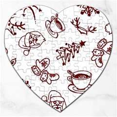 Red And White Christmas Breakfast  Jigsaw Puzzle (Heart)