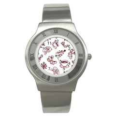 Red And White Christmas Breakfast  Stainless Steel Watch