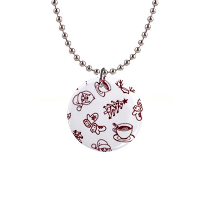 Red And White Christmas Breakfast  1  Button Necklace