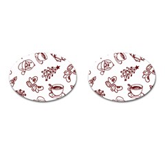 Red And White Christmas Breakfast  Cufflinks (Oval)