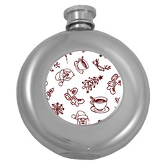 Red And White Christmas Breakfast  Round Hip Flask (5 oz)