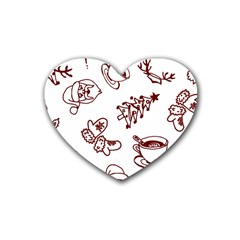 Red And White Christmas Breakfast  Rubber Coaster (Heart)