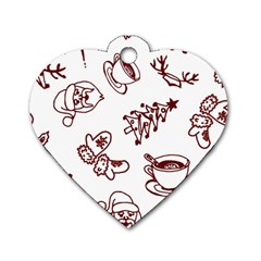 Red And White Christmas Breakfast  Dog Tag Heart (One Side)