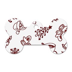 Red And White Christmas Breakfast  Dog Tag Bone (Two Sides)