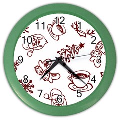 Red And White Christmas Breakfast  Color Wall Clock