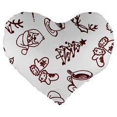 Red And White Christmas Breakfast  Large 19  Premium Heart Shape Cushions