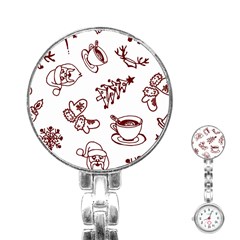 Red And White Christmas Breakfast  Stainless Steel Nurses Watch