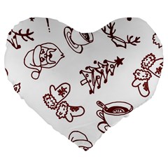 Red And White Christmas Breakfast  Large 19  Premium Flano Heart Shape Cushions