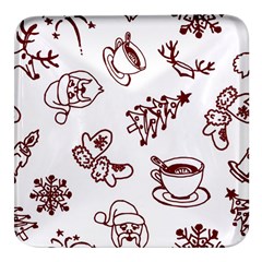 Red And White Christmas Breakfast  Square Glass Fridge Magnet (4 Pack) by ConteMonfrey