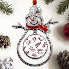 Red And White Christmas Breakfast  Metal Snowman Ornament