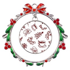 Red And White Christmas Breakfast  Metal X mas Wreath Ribbon Ornament by ConteMonfrey