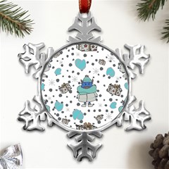 Little Cow Christmas  Metal Small Snowflake Ornament by ConteMonfrey