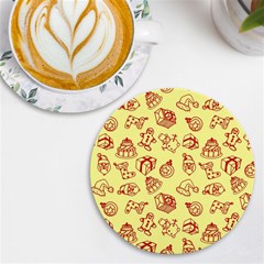 Bw Christmas Icons   Uv Print Round Tile Coaster by ConteMonfrey