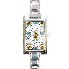 Little Bull Wishes You A Merry Christmas  Rectangle Italian Charm Watch