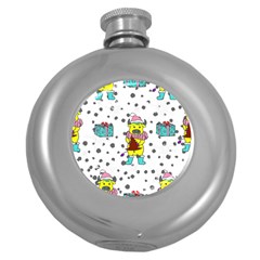 Little Bull Wishes You A Merry Christmas  Round Hip Flask (5 oz)