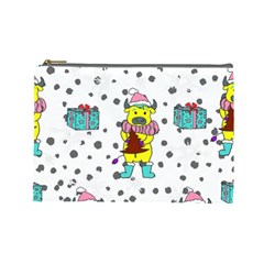 Little Bull Wishes You A Merry Christmas  Cosmetic Bag (Large)