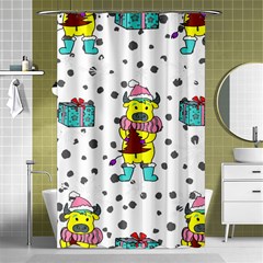 Little Bull Wishes You A Merry Christmas  Shower Curtain 48  x 72  (Small) 