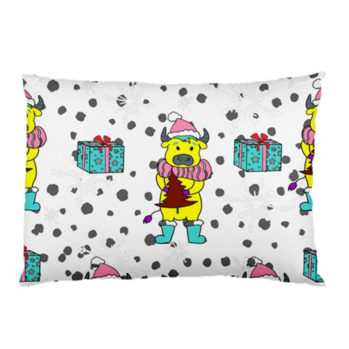 Little Bull Wishes You A Merry Christmas  Pillow Case (Two Sides)