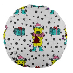 Little Bull Wishes You A Merry Christmas  Large 18  Premium Round Cushions