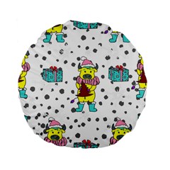 Little Bull Wishes You A Merry Christmas  Standard 15  Premium Flano Round Cushions