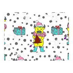 Little Bull Wishes You A Merry Christmas  Two Sides Premium Plush Fleece Blanket (Mini)