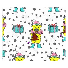 Little Bull Wishes You A Merry Christmas  Two Sides Premium Plush Fleece Blanket (Small)