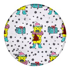 Little Bull Wishes You A Merry Christmas  Round Glass Fridge Magnet (4 Pack) by ConteMonfrey