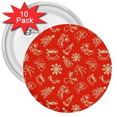 Green Christmas Breakfast   3  Buttons (10 Pack)  by ConteMonfrey