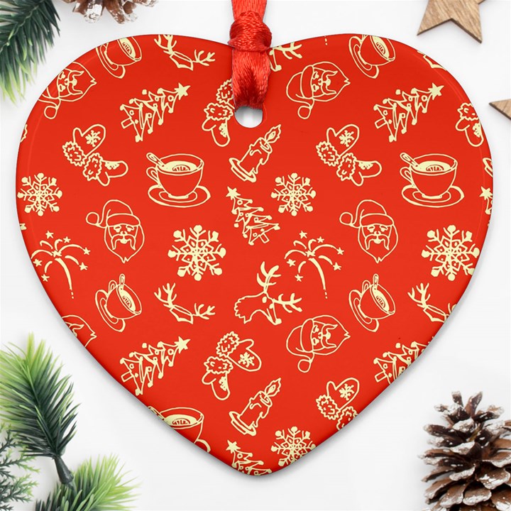 Green Christmas Breakfast   Heart Ornament (Two Sides)