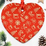 Green Christmas Breakfast   Heart Ornament (Two Sides) Back