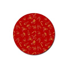 Holy Night - Christmas Symbols  Rubber Round Coaster (4 Pack) by ConteMonfrey