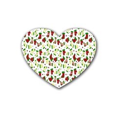 Warm Christmas  Rubber Heart Coaster (4 Pack)