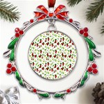 Warm Christmas  Metal X mas Wreath Ribbon Ornament Front