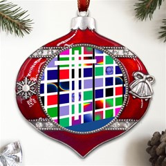 Color Graffiti Pattern Geometric Metal Snowflake And Bell Red Ornament by Hannah976