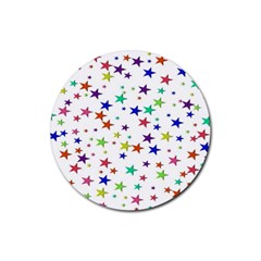 Star Random Background Scattered Rubber Round Coaster (4 Pack)