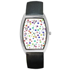 Star Random Background Scattered Barrel Style Metal Watch