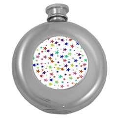 Star Random Background Scattered Round Hip Flask (5 Oz)