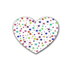 Star Random Background Scattered Rubber Heart Coaster (4 Pack)