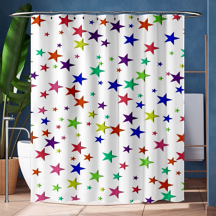 Star Random Background Scattered Shower Curtain 60  x 72  (Medium) 