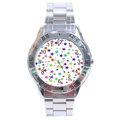 Star Random Background Scattered Stainless Steel Analogue Watch by Hannah976