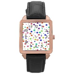 Star Random Background Scattered Rose Gold Leather Watch  by Hannah976