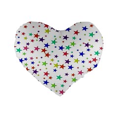 Star Random Background Scattered Standard 16  Premium Flano Heart Shape Cushions