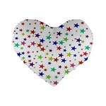 Star Random Background Scattered Standard 16  Premium Flano Heart Shape Cushions Front