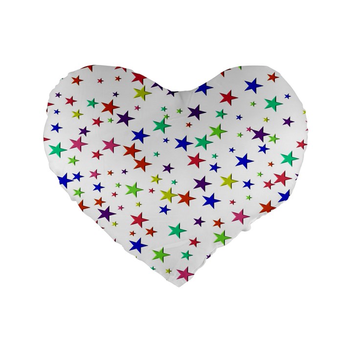 Star Random Background Scattered Standard 16  Premium Flano Heart Shape Cushions