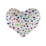 Star Random Background Scattered Standard 16  Premium Flano Heart Shape Cushions Back