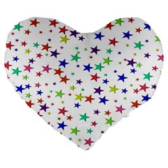 Star Random Background Scattered Large 19  Premium Flano Heart Shape Cushions