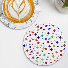 Star Random Background Scattered Uv Print Round Tile Coaster by Hannah976